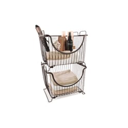 Spectrum Ashley 11 in. L X 12.75 in. W X 10.8 in. H Bronze Stacking Basket