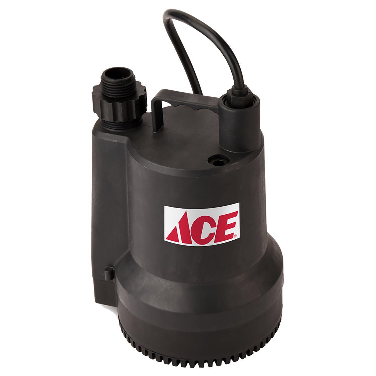 Ace 1/4 HP 1980 GPH Thermoplastic Switchless AC Utility Pump