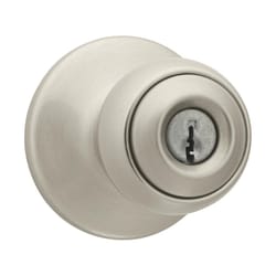 Kwikset Polo Satin Nickel Entry Door Knob 1-3/4 in.