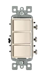 Leviton Decora 15 amps Single Pole Rocker Triple Combination Switch Light Almond 1 pk