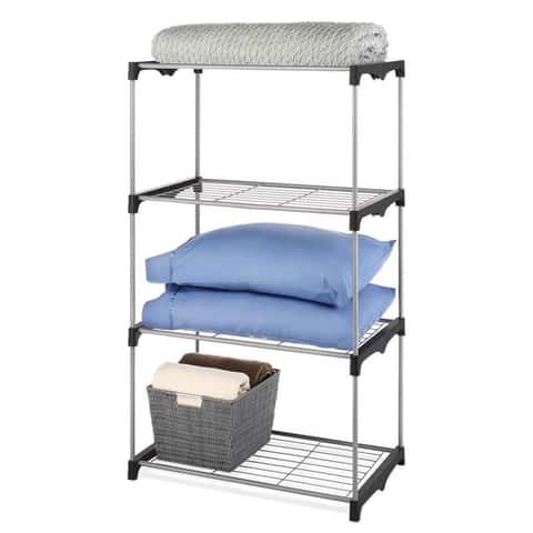 Whitmor 4-Tier Tower Closet Organizer Metal with Wire Grid Shelves