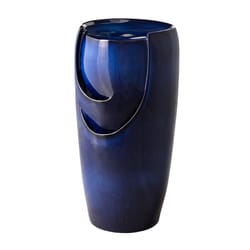 Glitzhome Ceramic Blue 29.25 in. H Fountain