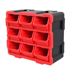 Ace 6.73 in. W X 12.6 in. H X 6.75 in. D Storage Bin Plastic 9 compartments Black/Red