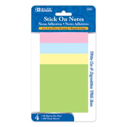 Bazic Products 3 in. W X 3 in. L Assorted Pastel Sticky Notes 4 pad