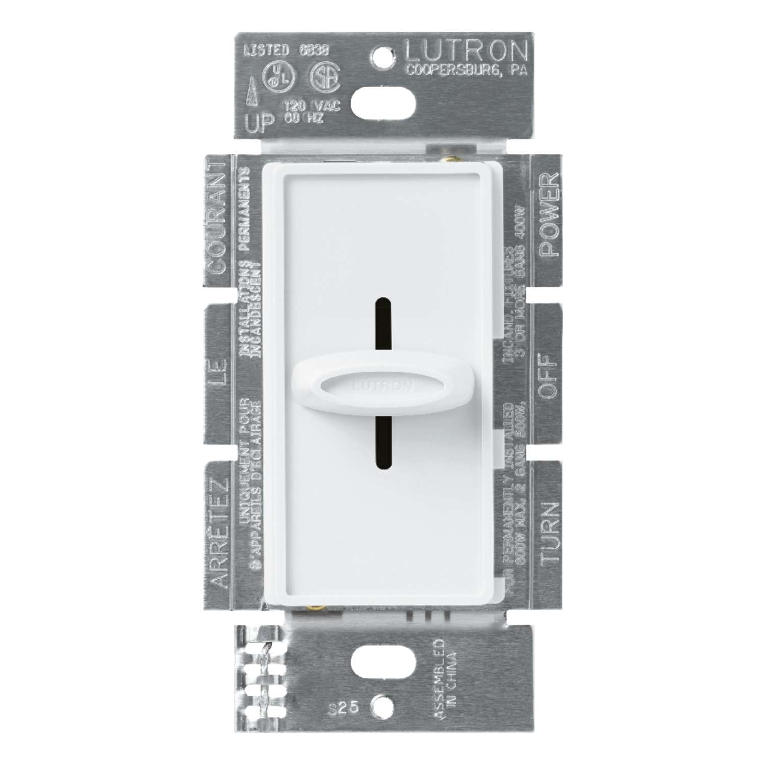 Lutron Skylark White 1000 watts Slide Dimmer Switch 1 pk - Ace Hardware