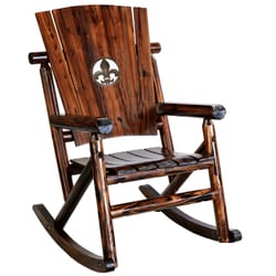 Leigh Country Char-Log Medallion Brown Wood Frame Fleur De Lis Rocking Chair