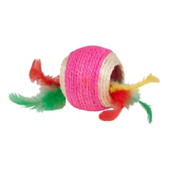 Kylies Brights Assorted Ball with Feather Jute Cat Toy Large 1 pk