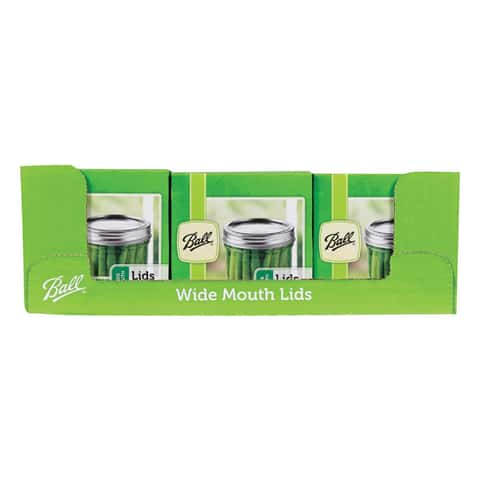 Ball Wide Mouth 16-oz Pint Mason Jars (2 Pack) with White M.E.M Food Storage Plastic Lids, Clear