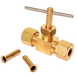 Dial 1/4 in. H X 2-3/4 in. W Tan Brass Straight Needle Valve