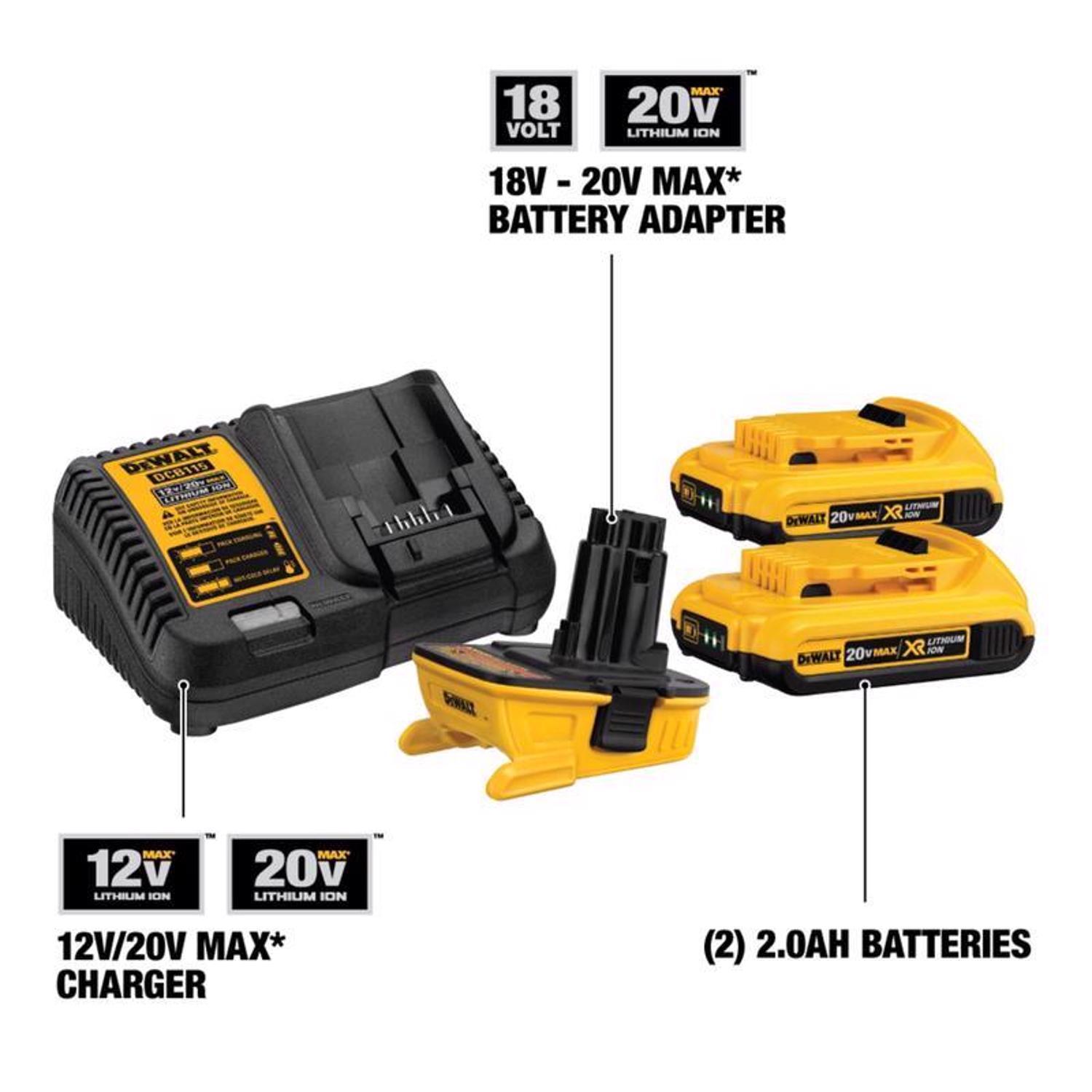20v Max Battery Dewalt 18 To 20 Volt Adapter Kit Dewalt Dca1820
