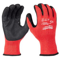 Milwaukee Cut Level 3 Unisex Elasticated Knit Dipped Gloves Black/Red M 1 pair