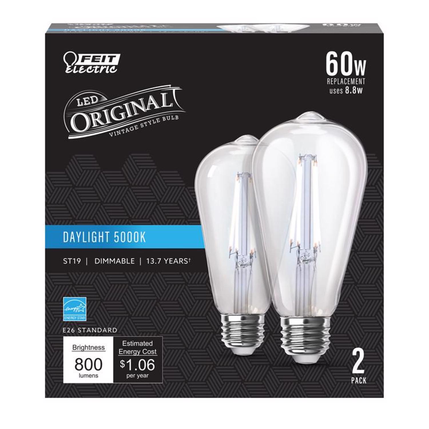 Photos - Light Bulb Feit ST19 E26  Filament LED Bulb Daylight 60 Watt Equivalence 2 pk(Medium)