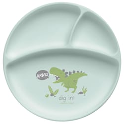 Stephen Joseph Green Silicone Dino Plate 8 in. D 1 pc