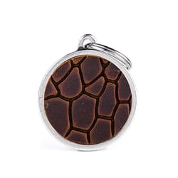 MyFamily Bronx Brown Circle Tucson Leather Dog Pet Tags Large