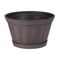 Southern Patio 12.2 in. H X 20.5 in. W X 20.5 in. D Resin Whiskey Barrel Planter Brown