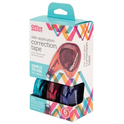 Office Depot Side-Application Assorted Correction Tape 6 pk