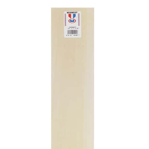 Midwest Products 1/16 in. X 3 in. W X 2 ft. L Basswood Sheet #2/BTR Premium  Grade 4302