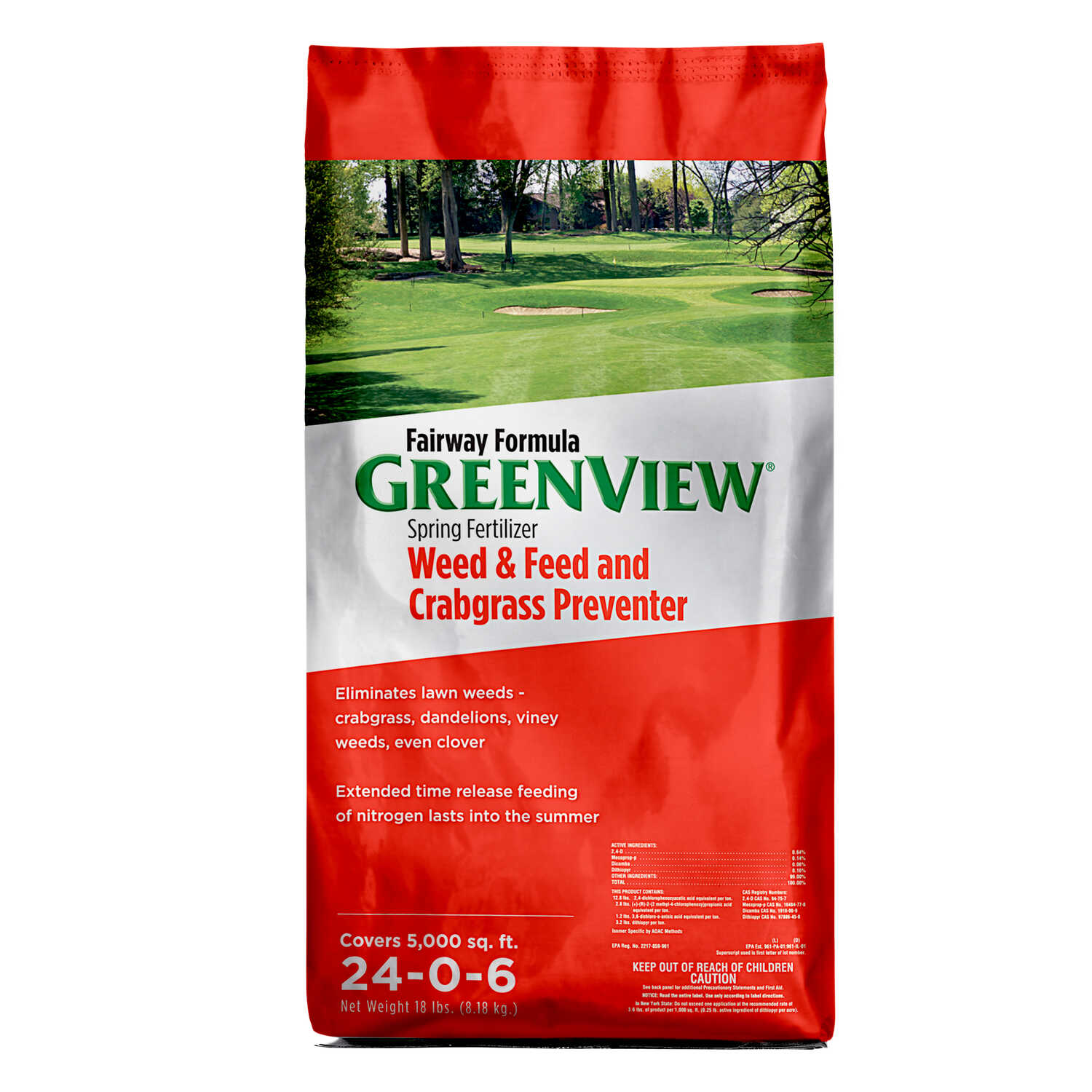 GreenView 24-0-6 Weed & Feed and Crabgrass Preventer For Tall Fescue 18