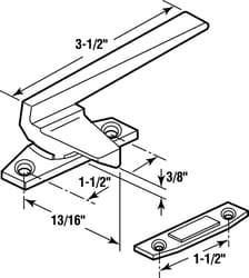 Prime-Line  3.5 in. L Die-Cast  White  Steel  Left  Casement Locking Handle Casement Operator Tee Ha 