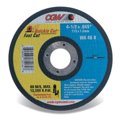 CGW Quickie Cut 4-1/2 in. D X 5/8-11 in. Aluminum Oxide Cut-Off Wheel 1 pc