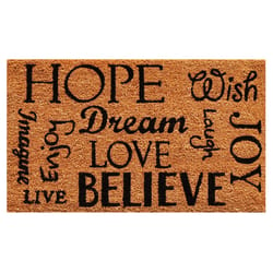 Home & More 1.42 ft. W X 2.42 ft. L Multi-color Hope Dream Believe Coir Door Mat