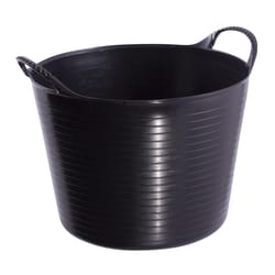 hometrends Matte Black Metal Large Oval Tub with Metal Handle 24 inch W X  14.37 inch D X 10 inch H,1 Piece, Large Oval Tub 