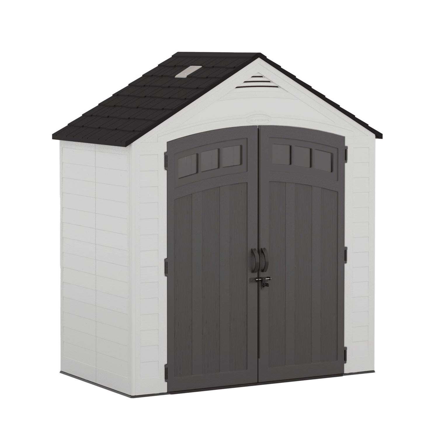 Suncast Vista 7 ft. x 4 ft. Resin Vertical Peak Storage Shed with Floor