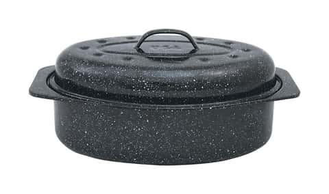 Granite Ware 15-Inch Covered Oval Roaster, 15 inches, Black