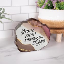 P. Graham Dunn 6 in. H X 1 in. W X 7 in. L Multicolored MDF You're Right Where You Belong Tabletop S