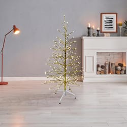 Celebrations Platinum LED Warm White Shimmering Tree 4.5 ft. Pathway Decor