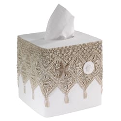 Avanti Linens Macrame Shells Ivory/White Plastic Tissue Cover