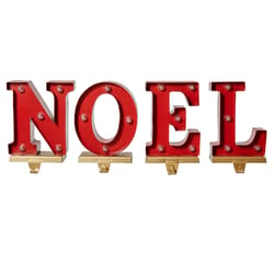 Glitzhome LED Multicolored NOEL Stocking Holder 8.5 in.