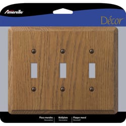 Amerelle Contemporary Brown 3 gang Wood Toggle Wall Plate 1 pk
