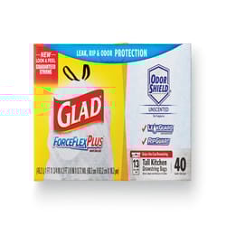 Glad ForceFlex 13 gal No Scent Tall Kitchen Bags Drawstring 40 pk