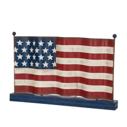 Glitzhome Flag Standing Table Decor Metal/Wood 1 pk