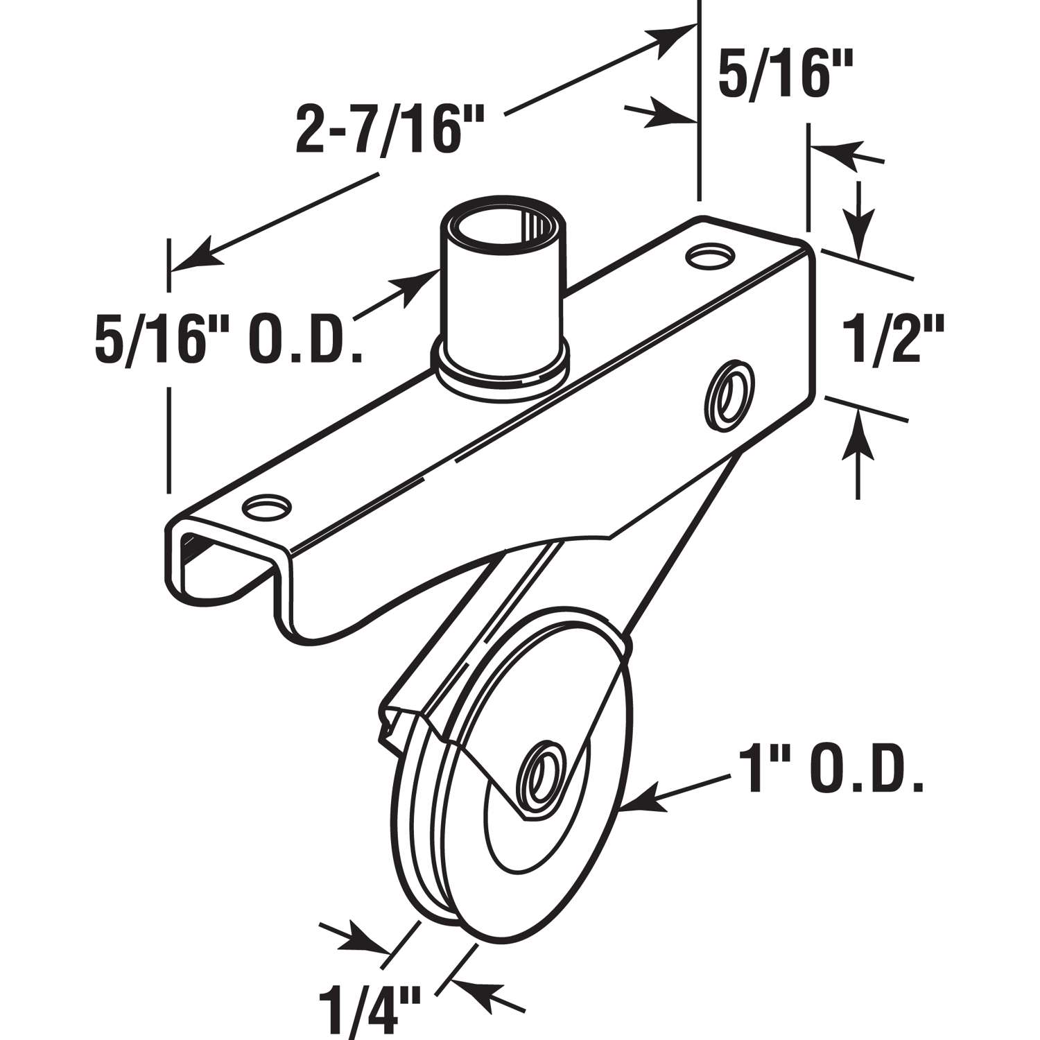Prime-Line 1 in. D Mill Stamped Steel Screen Door Roller Assembly 1 pk