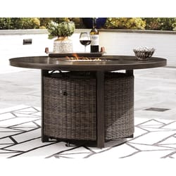 Signature Design by Ashley Paradise Trail Brown Round Aluminum Contemporary Fire Pit Table