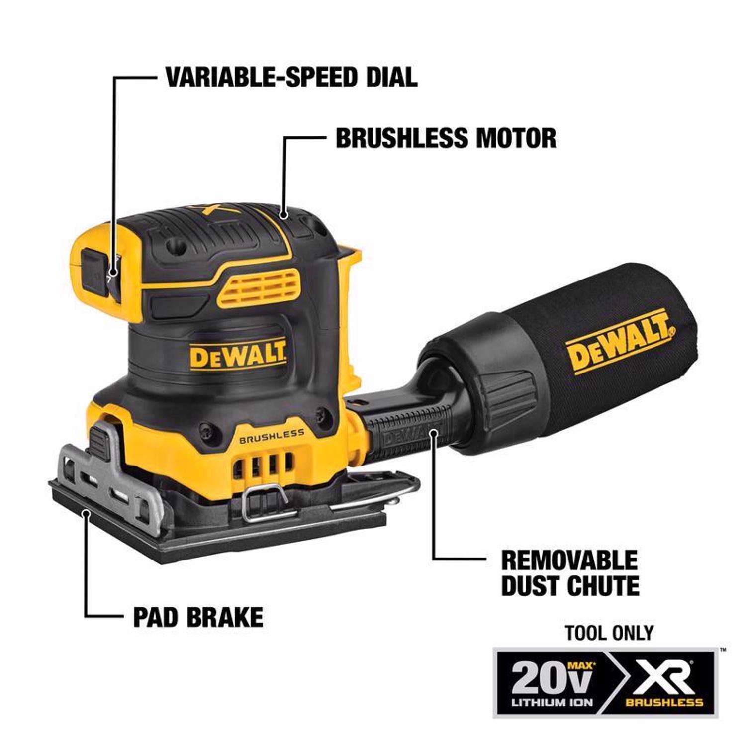 DeWalt 20V MAX XR Cordless 1 4 Sheet Variable Speed Sander Tool