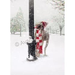 Avanti Christmas Dog Tongue Stuck on Pole Greeting Card Paper 4 pc