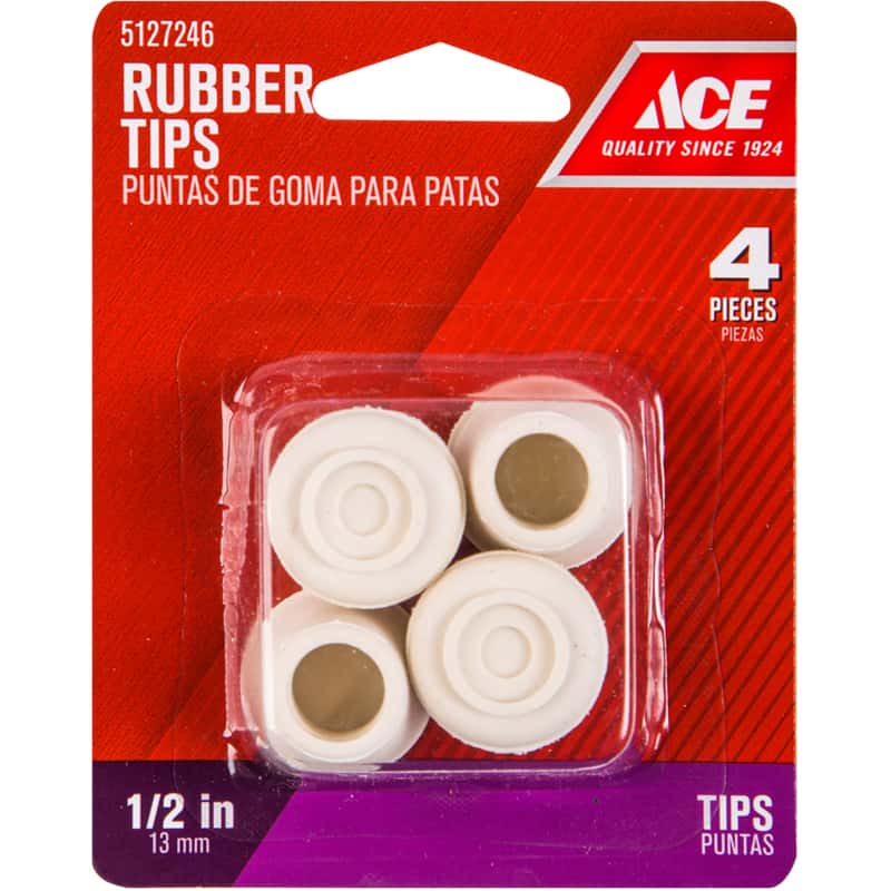 Ace Rubber Leg Tip OffWhite Round 1/2 in. W 4 pk Ace Hardware