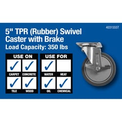 Titan 3 in. D Swivel Thermoplastic Rubber Caster 110 lb 1 pk