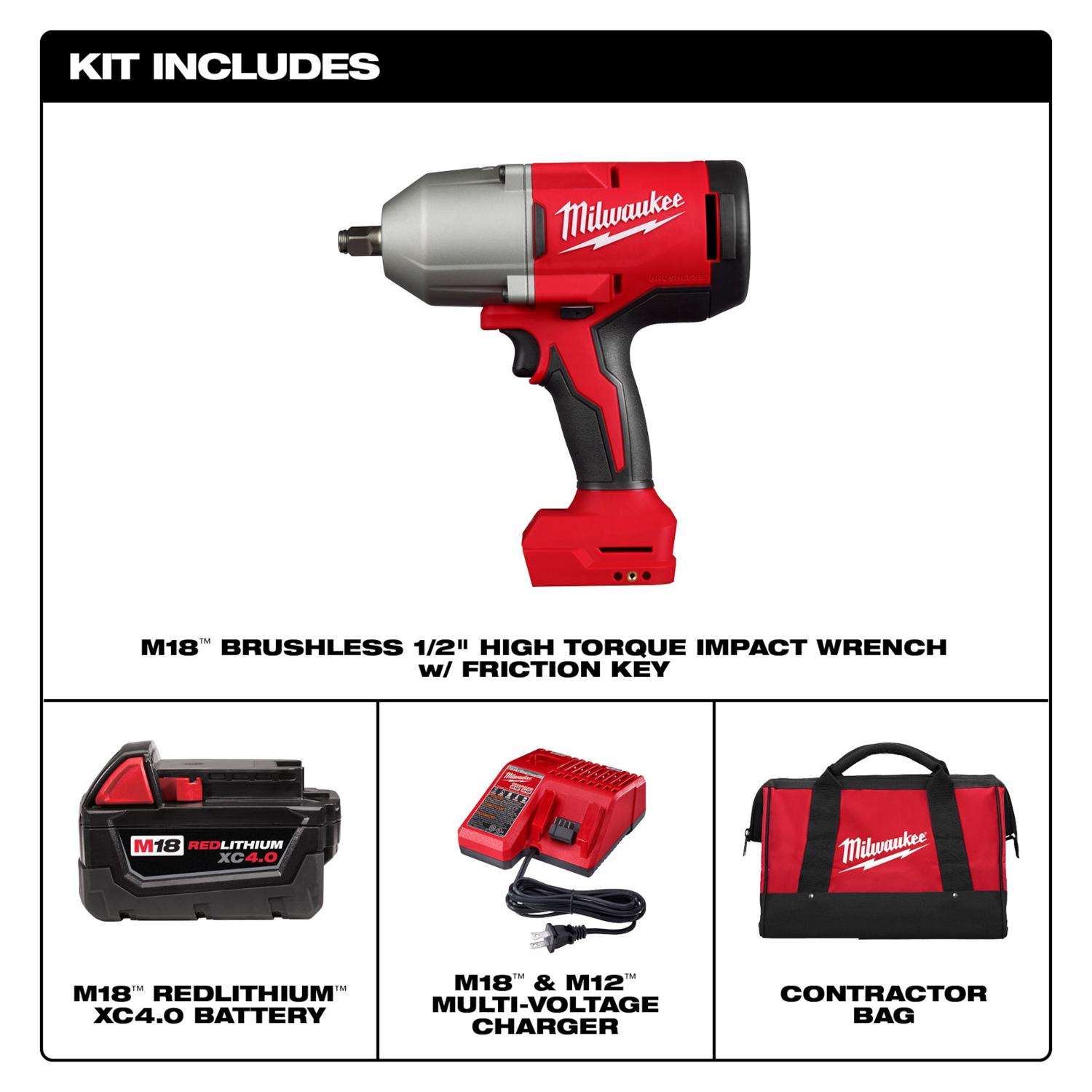 Milwaukee M18 Brushless 1/2 High Torque Impact Wrench w/ Friction