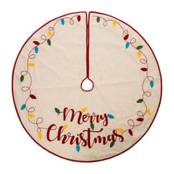 Glitzhome Multicolored Merry Christmas Tree Skirt 0.2 in.