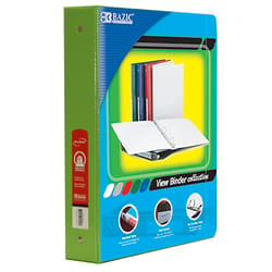 Bazic Products 1-1/2 in. W X 10.39 in. L 3-Ring Lime Green View Binder