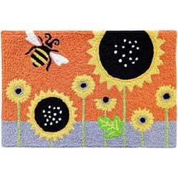 Jellybean 20 in. W X 30 in. L Multi-Color Bumblebee and Sunflower Polyester Accent Rug