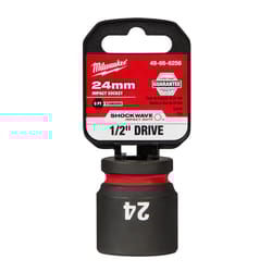 Milwaukee Shockwave 24 mm X 1/2 in. drive Metric/SAE 6 Point Standard Impact Socket 1 pc