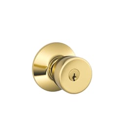 Schlage Bell Bright Brass Entry Door Knob 1-3/4 in.