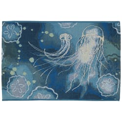 Liora Manne Esencia 1.92 ft. W X 4.92 ft. L Blue Jelly Fish Bloom Polypropylene/Polyester Accent Rug