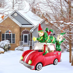 Celebrations LED Animated Elf Christmas Tree Delivery Truck 6.5 ft. Inflatable