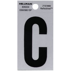 HILLMAN 2 in. Reflective Black Vinyl  Self-Adhesive Letter C 1 pc